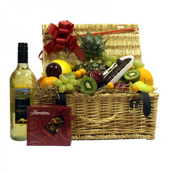 Fruit Hamper With Wine & Chocolates